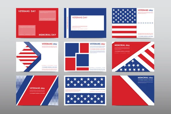 Set of Veterans Day brochure templates — Stock Vector