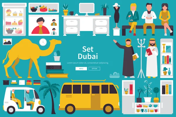 Dubai Big Collection in design piatto — Vettoriale Stock