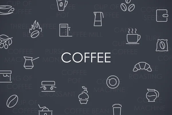 Iconos de línea delgada de café — Vector de stock