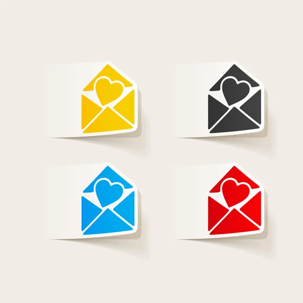 Coração colorido em ícones de correio — Vetor de Stock