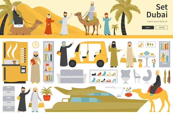 Dubai Big Collection en diseño plano — Vector de stock