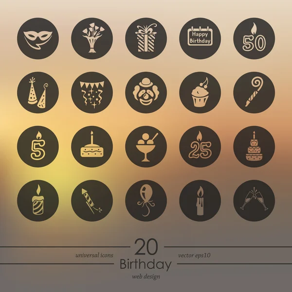 Set of birthday icons — Stock Vector