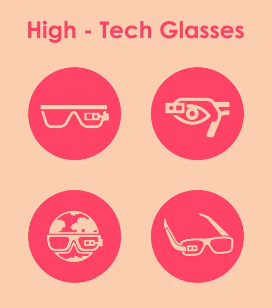 Conjunto de gafas de alta tecnología iconos simples — Vector de stock
