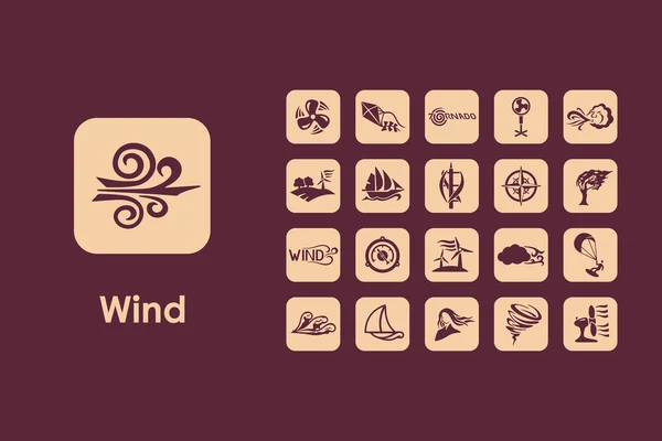 Zestaw prostych ikon wiatr — Wektor stockowy