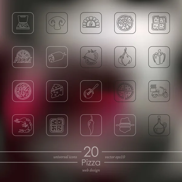 Set van pizza pictogrammen — Stockvector