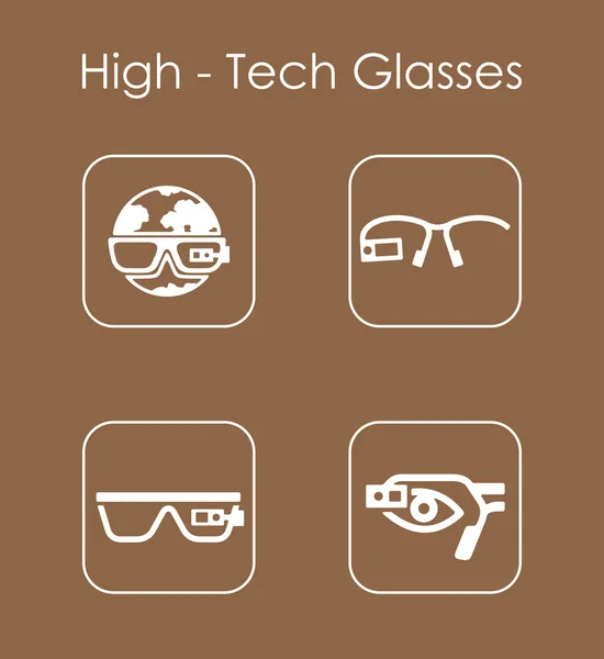 Set van high-tech glazen eenvoudige pictogrammen — Stockvector