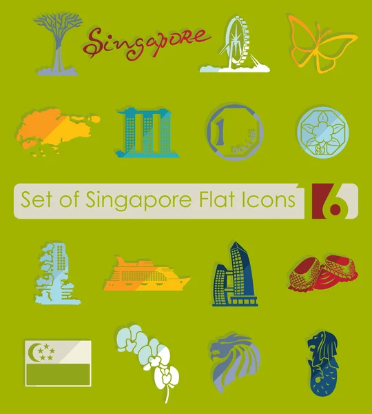 Set of Singapore icons — Stock Vector