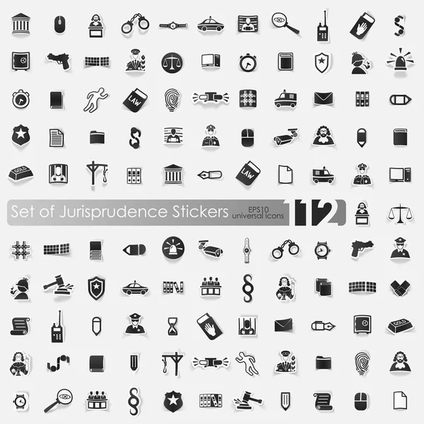 Set of jurisprudence stickers — Stock Vector