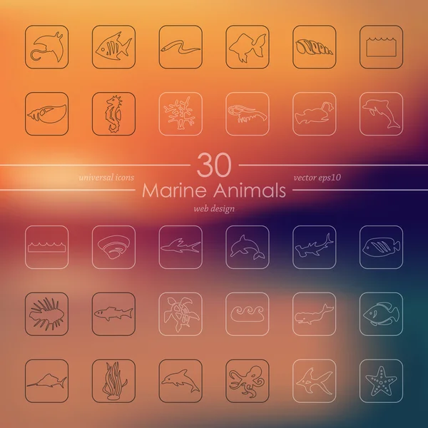 Conjunto de ícones de animais marinhos — Vetor de Stock