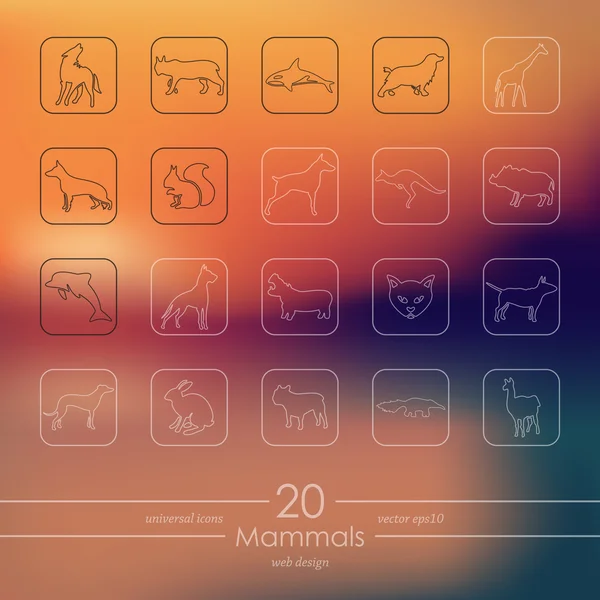 Set van zoogdieren pictogrammen — Stockvector