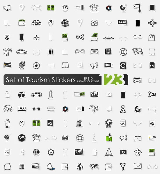 Jeu de stickers tourisme — Image vectorielle