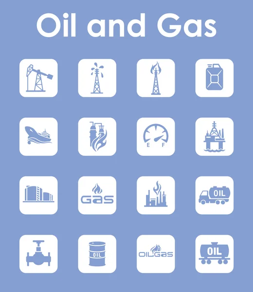 Set of oil and gas simple icons — Stock Vector