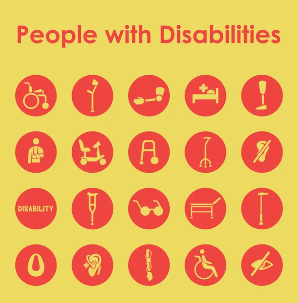 Zbiór osób z niepełnosprawnością prostych ikon — Wektor stockowy