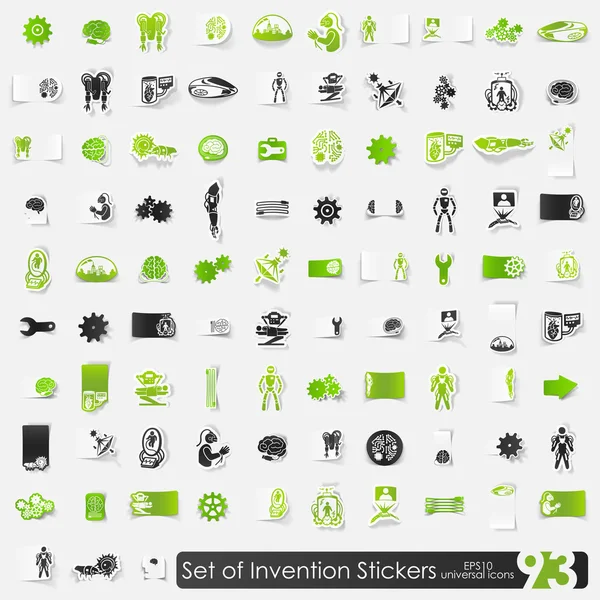 Conjunto de adesivos de invenção — Vetor de Stock