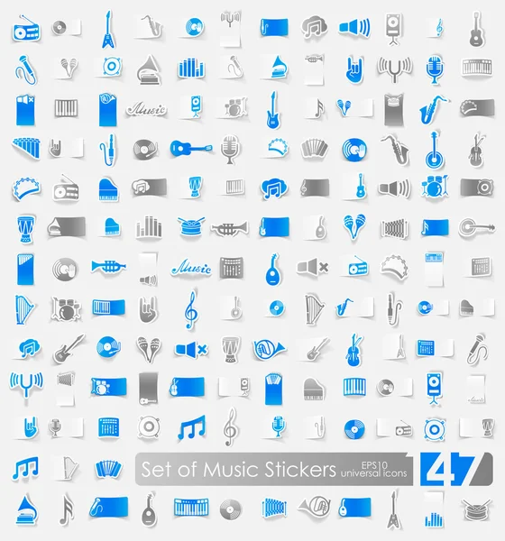 Set van muziek stickers — Stockvector