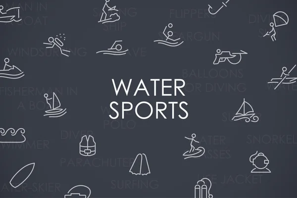 Deportes acuáticos Thin Line iconos — Vector de stock