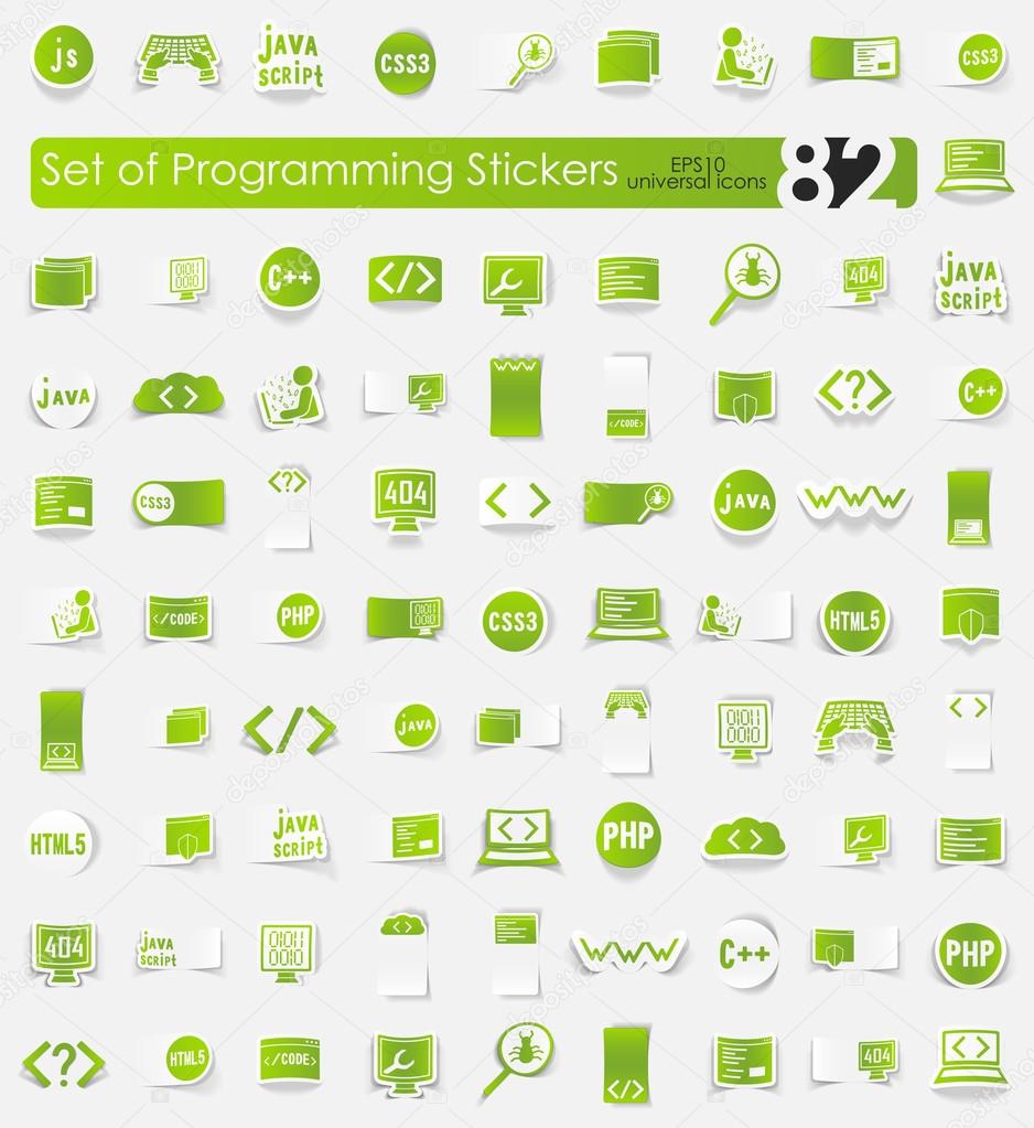 Set of programming stickers Stock Vector Image by ©Palau83 #121727988
