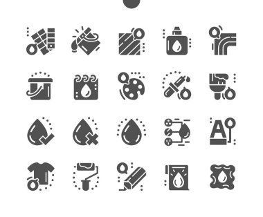 Renkli. Resim yapmak. Renk paleti ve boya kovası. Tasarım, çizim, uygulama ve yaratıcı. Renk kataloğu. Vektör Katı Simgeleri. Basit Resim Grafiği