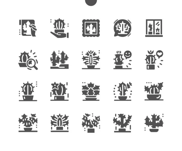 Kaktus. Kaktusfeige. Blühender Kaktus. Pflanzen, Blumen, Natur, Kakteen, Garten und Botanik. Vektor Solid Icons. Einfaches Piktogramm — Stockvektor