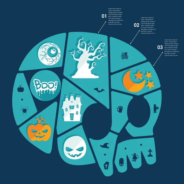 Infográfico plano de Halloween — Vetor de Stock