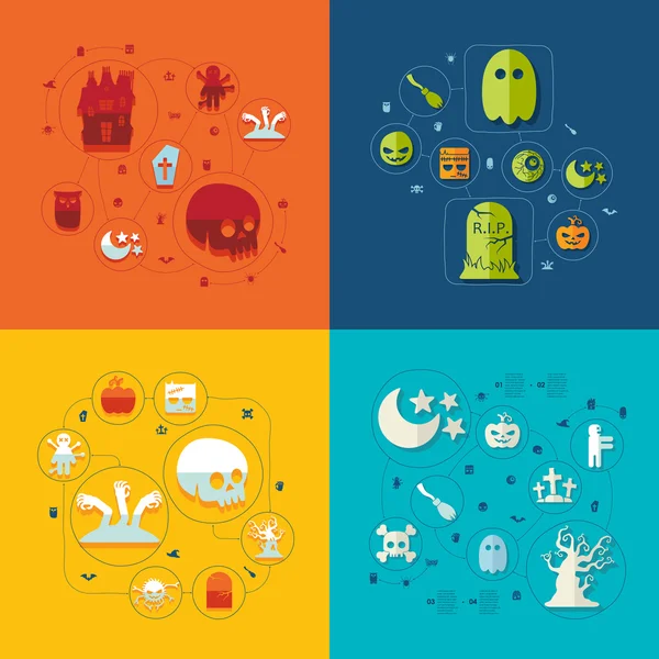 Infográfico plano de Halloween — Vetor de Stock