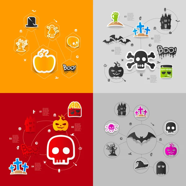 Infográfico plano de Halloween — Vetor de Stock