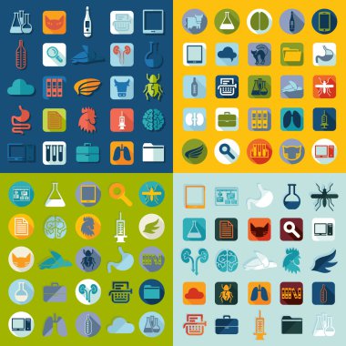 Veteriner düz simgeler kümesi