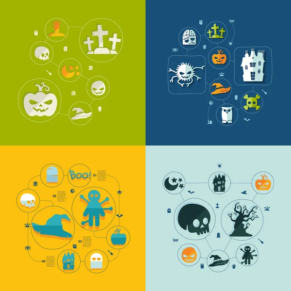 Infográfico plano de Halloween — Vetor de Stock