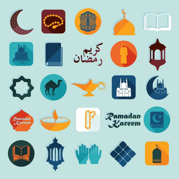 Iconos de Ramadán Kareem — Archivo Imágenes Vectoriales