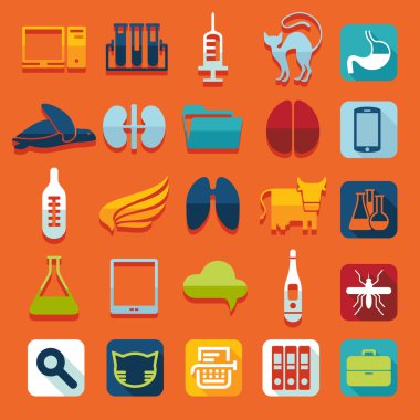 Veteriner düz simgeler