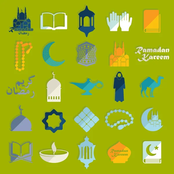 Reihe von Ramadan-Kareem-Ikonen — Stockvektor