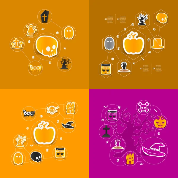 Halloween infographie plate — Image vectorielle