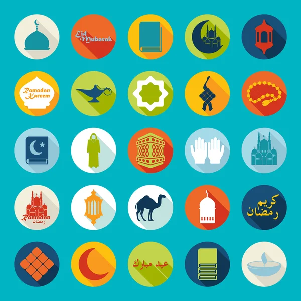 Conjunto de iconos de Ramadán Kareem — Vector de stock