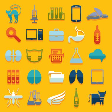 Veteriner düz simgeler kümesi