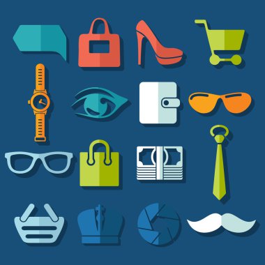 moda düz simgeler kümesi