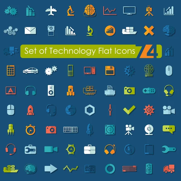 Set of technology flat icons — Stock Vector