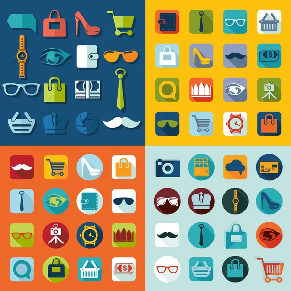 Set of fashion flat icons — Stock Vector