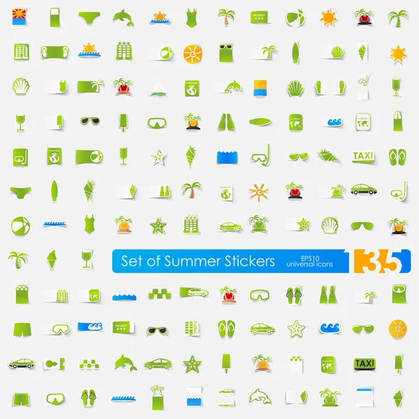 Set van zomerstickers — Stockvector