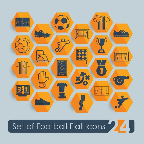 Set of football flat icons — Stock Vector