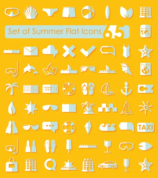 Set van zomer plat pictogrammen — Stockvector