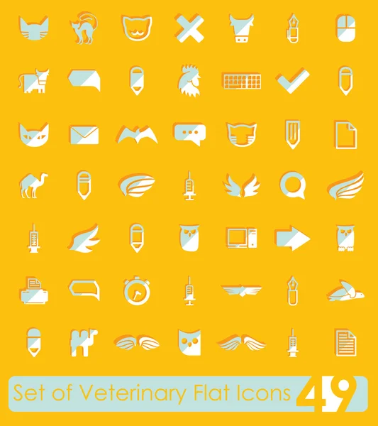 Set van veterinaire plat pictogrammen — Stockvector