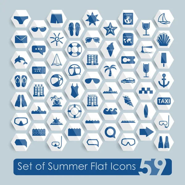 Set van zomer plat pictogrammen — Stockvector