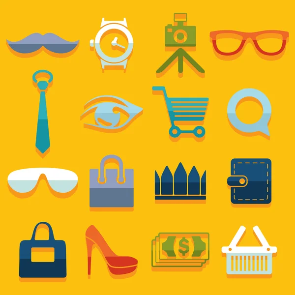 Set of fashion flat icons — Stock Vector