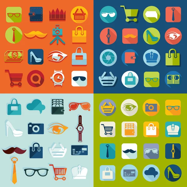 Iconos planos de moda — Vector de stock