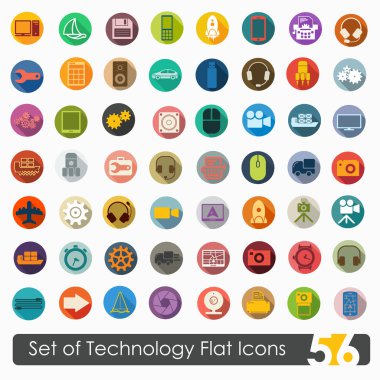 teknoloji düz simgeler