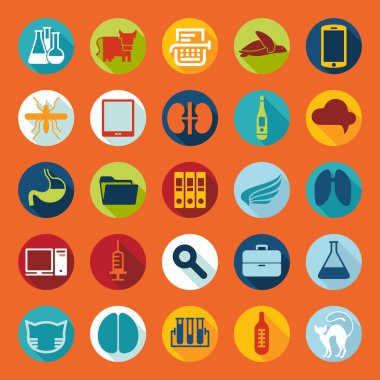 Veteriner düz simgeler