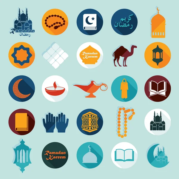 Plat pictogrammen: Ramadan Kareem — Stockvector