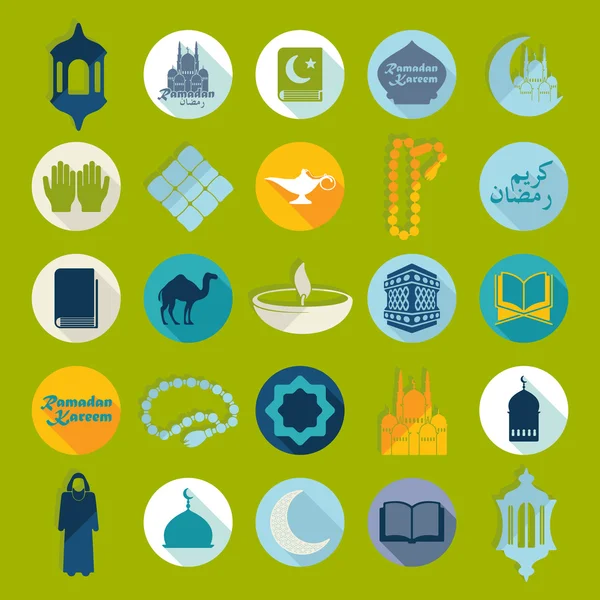 Iconos planos: Ramadan Kareem — Archivo Imágenes Vectoriales
