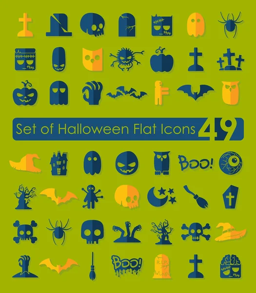 Iconos planos de Halloween — Vector de stock