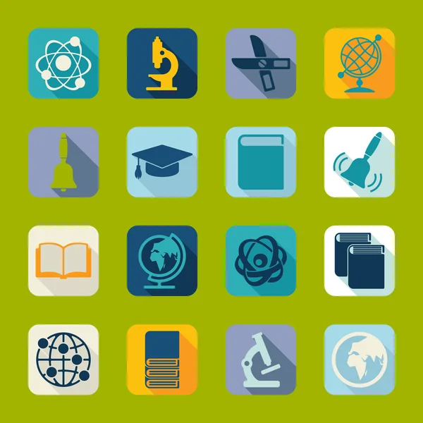 Educación Iconos planos — Vector de stock